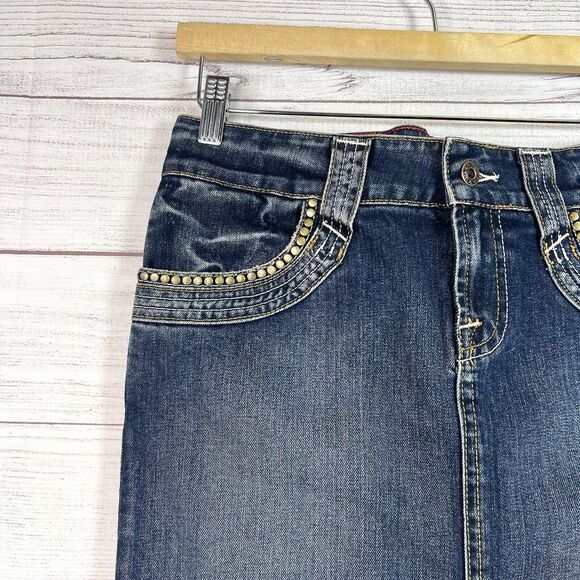 Von Dutch Denim Jean Stud Y2K Skirt Size L - Picture 4 of 12